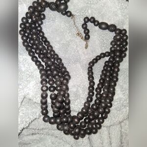 George Black Multi-Strand wooden Beaded Necklace
